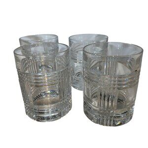 Ralph Lauren Glen Plaid Old Fashioned Lowball Whiskey Glasses Set Of 4